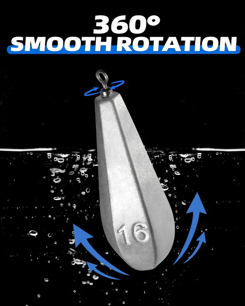 BLUEWING Swivel Bank Sinkers Fishing Weights with Swivel Bottom Bullet Sinkers for Freshwater and Saltwater, 1/8oz to 16oz - Image 3